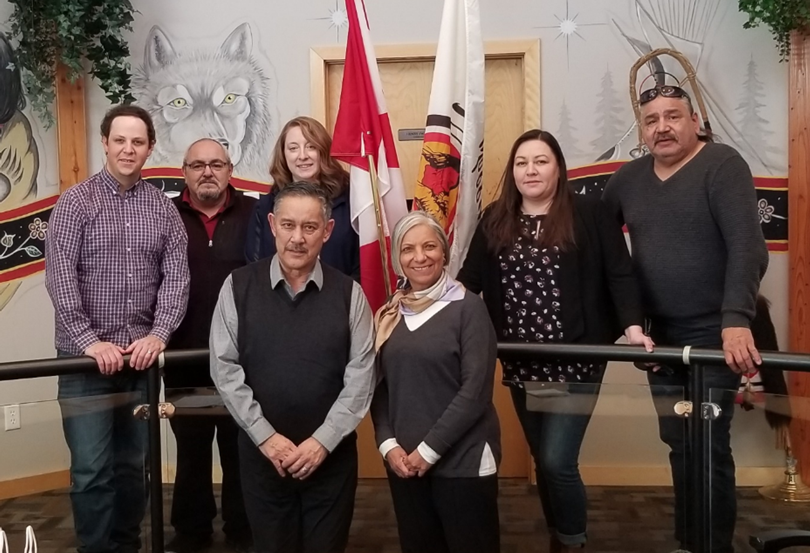 President Velshi meeting with leadership from Sagkeeng First Nation in February 2020 in their community during her tour of Manitoba.