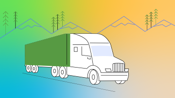 Truck illustrating the transportation of nuclear substances.