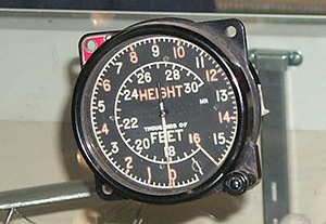 An aircraft navigational instrument with radium-painted lettering, numerals and pointers.