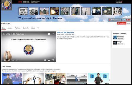 CNSC YouTube home page