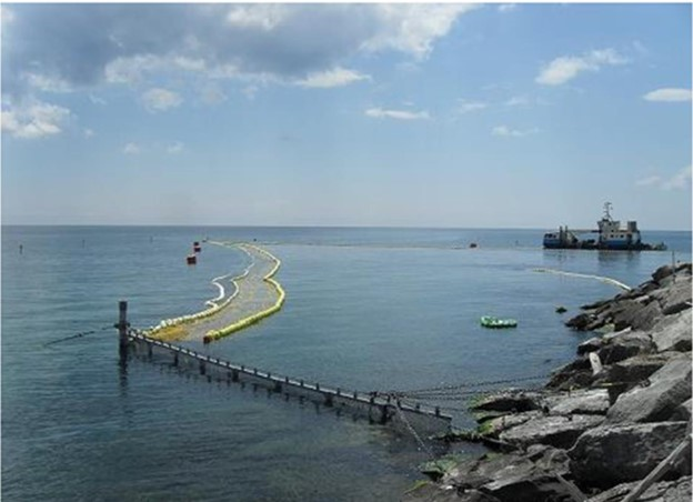 Ontario Power Generation’s fish diversion system in Lake Ontario, as viewed from the Pickering Nuclear Site.