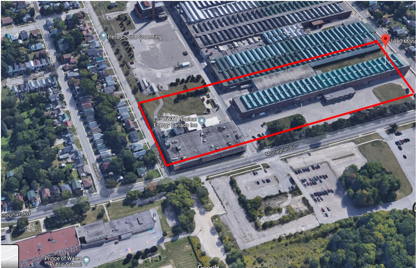 An aerial photo shows the facility premise, highlighted in a rectangle.