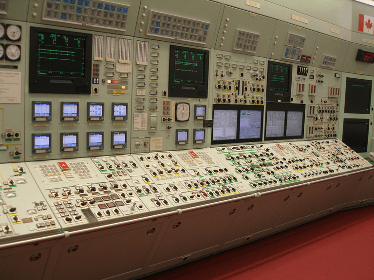 Photo of the control room simulator at the Bruce Nuclear Generating station