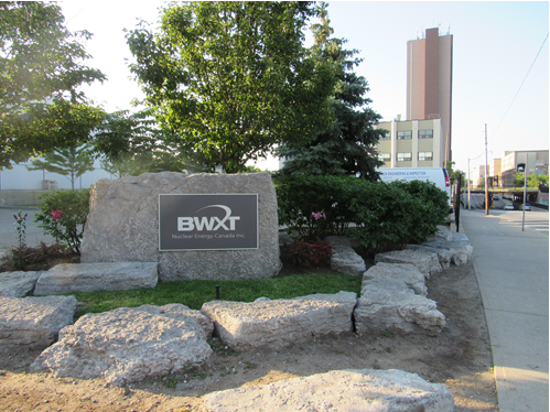 This photo shows a view of the BWXT Nuclear Energy Canada Inc. facility in Toronto, Ontario.