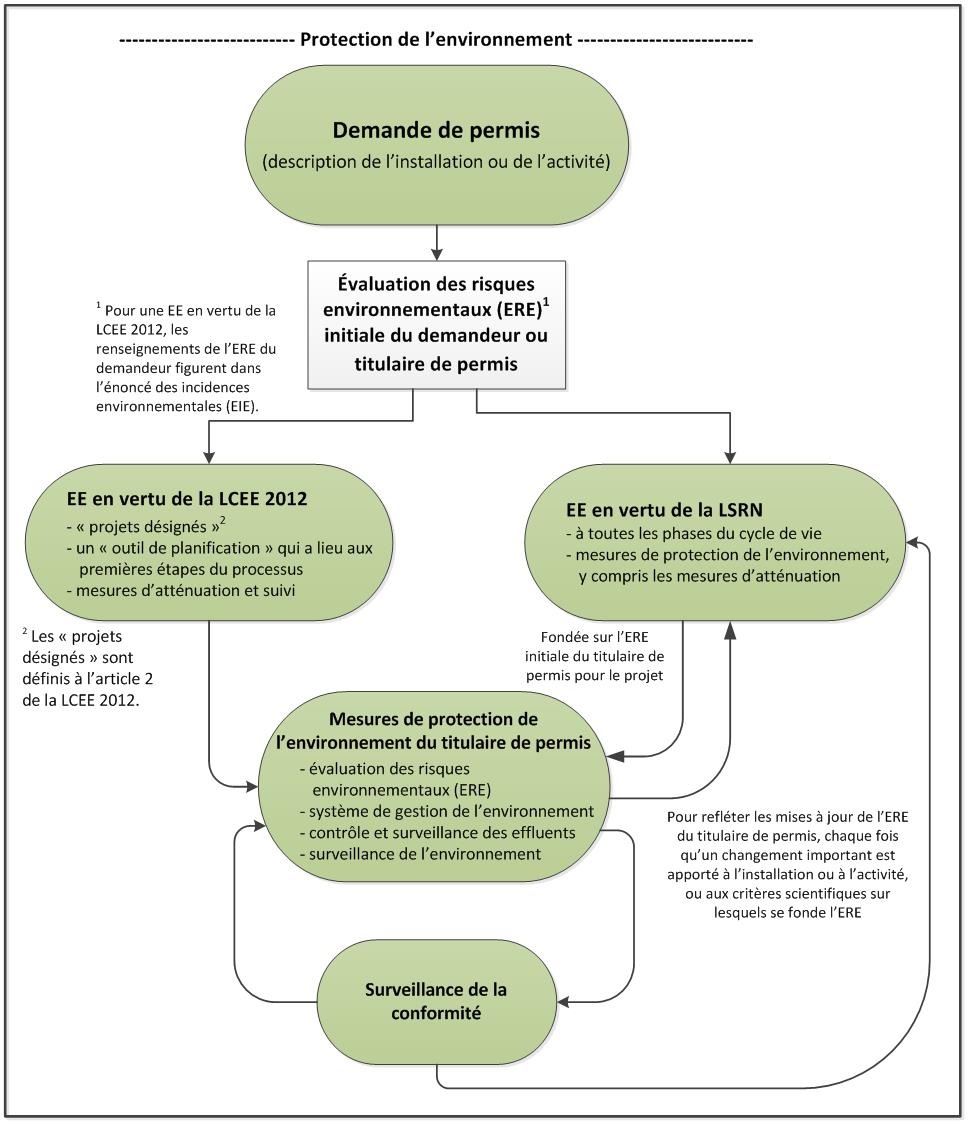 Illustration showing the steps taken by the CNSC to ensure that licensees protect the environment