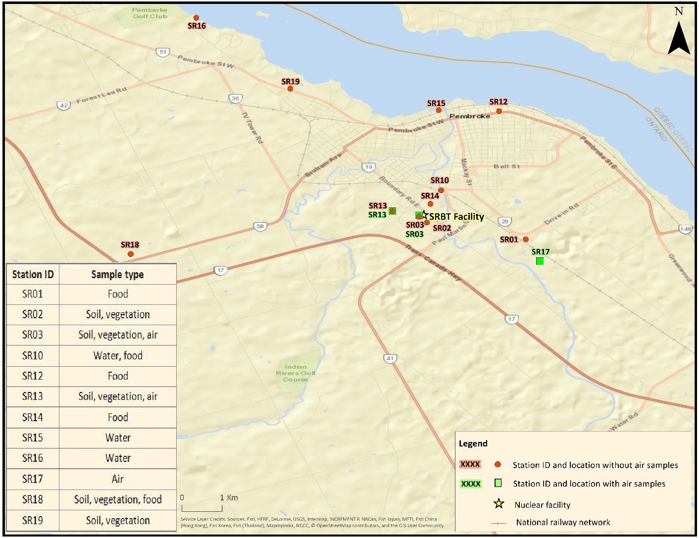 Alternative text: Overview of the sample locations for the 2018 IEMP sampling campaign near SRBT. 