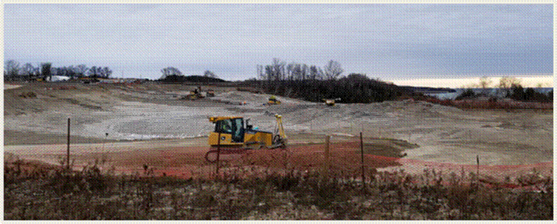 This picture shows a ground-level view of the construction work being done as part of the Port Granby Project.