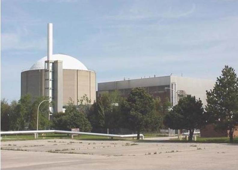 This picture shows a ground-level view of the Douglas Point waste facility.