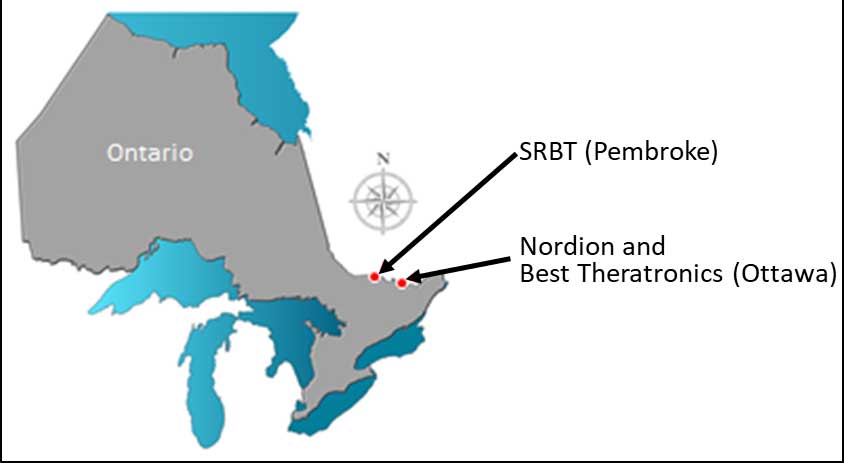 Location of nuclear substance processing facilities in Ontario, Canada