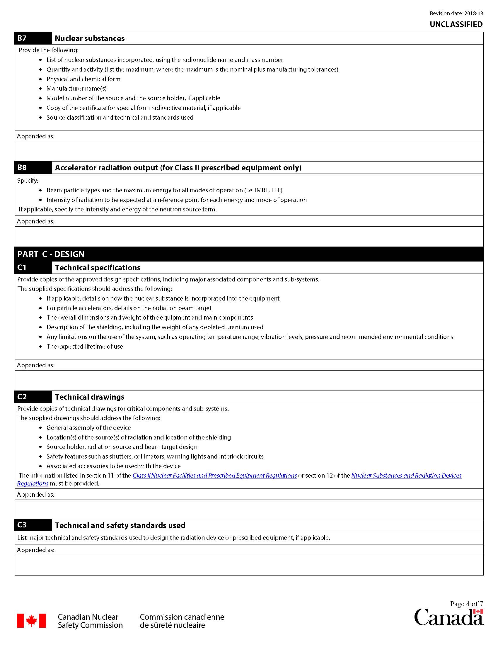 Application form for certification of radiation devices or Class II prescribed equipment: page 4