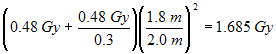 the total dose at 2 metres