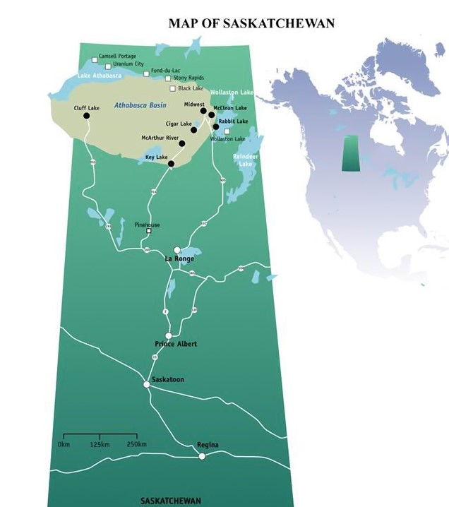 Map of the Rabbit Lake Operation, located within the Athabasca Basin of northern Saskatchewan.
