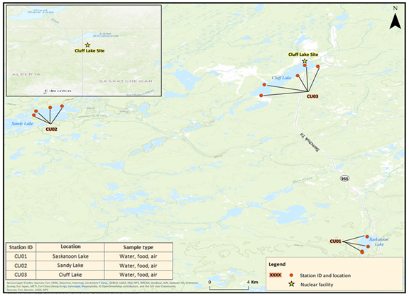 Map of the 2017 IEMP sampling locations around Cluff Lake.