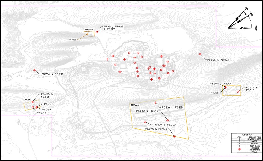 Puits de surveillance des eaux souterraines autorisés dans les zones 6 à 9 de l’établissement de McArthur River