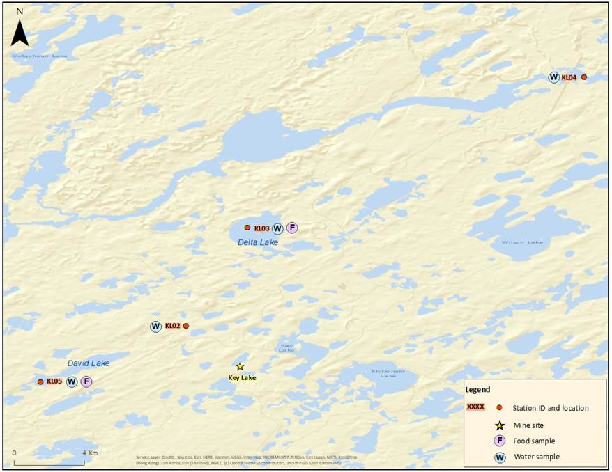 Overview of the sampling locations for the 2021 IEMP sampling campaign at the Key Lake Operation.