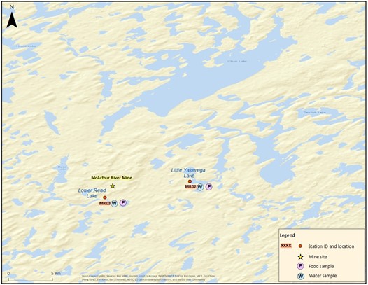 Overview of the sampling locations for the 2021 IEMP sampling campaign at the McArthur River Operation.