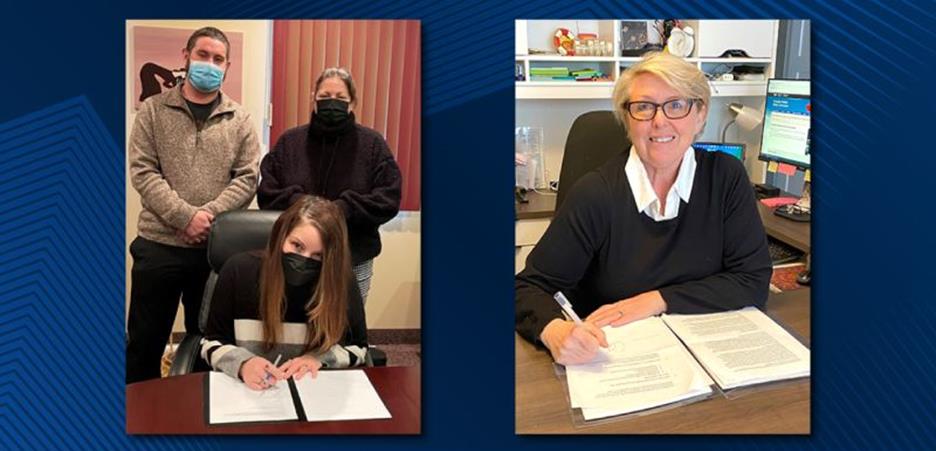 Chief Kelly LaRocca (seated) and Councillors Jeff Forbes and Laura Colwell of the Mississaugas of Scugog Island First Nation (MSIFN), and Clare Cattrysse, Director of Indigenous and Stakeholder Relations, recently signed terms of reference for long-term engagement.