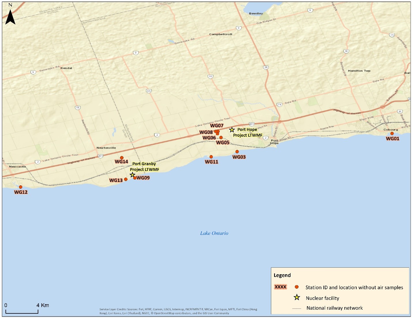 Overview of sample locations for the CNSC’s 2019 Independent Environmental Monitoring Program around the Port Hope Area Initiative sites.