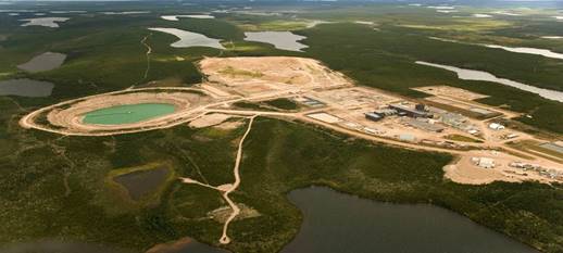 Image de l’établissement de McClean Lake avec l’IGR JEB située à gauche de l’usine de concentration