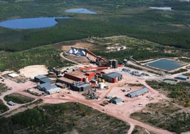 Image des zones de l’usine de concentration de Cluff Lake pendant son exploitation