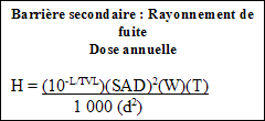 Barrière secondaire : Rayonnement de fuite - Dose annuelle