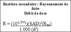 Barrière secondaire : Rayonnement de fuite - Débit de dose