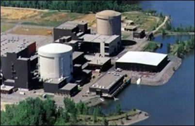 Aerial photograph showing the Gentilly-2 Nuclear Power Plant