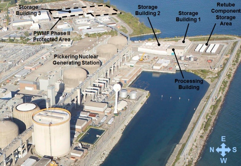 This is an aerial view of the Pickering site. In the top part of the picture storage facilities and the waste management facilities can be seen.
