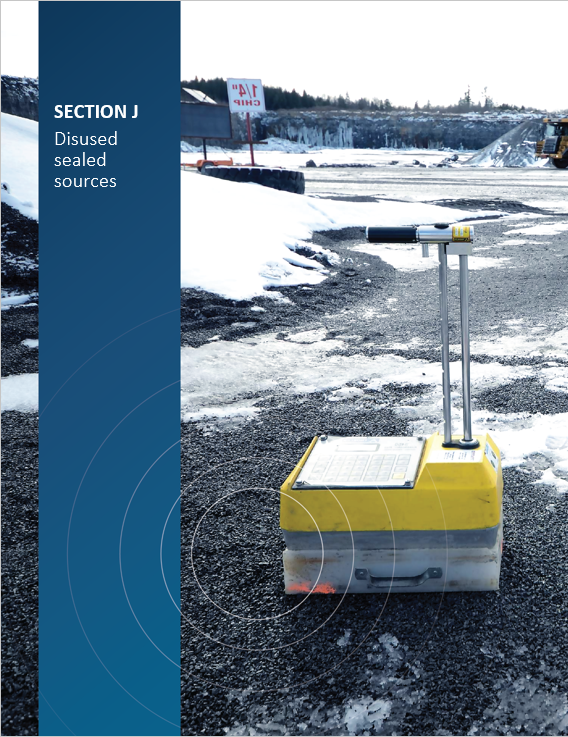 Cover image of portable gauge in the field for 'Section J Disused sealed sources'