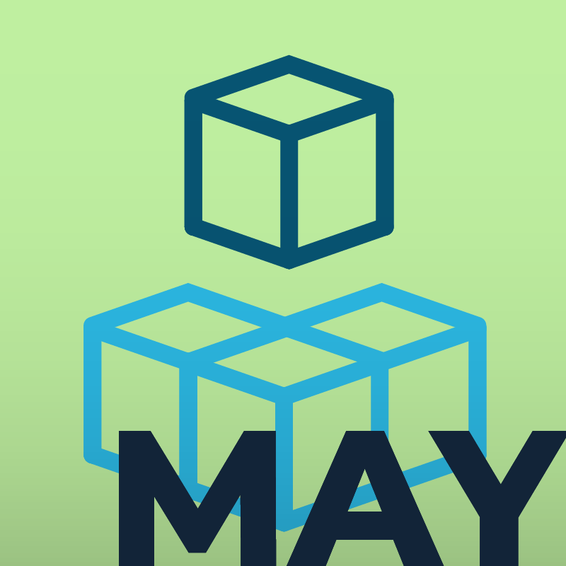The word May appears before an arrangement of cubes