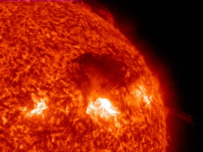 Solar flare at the surface of the sun